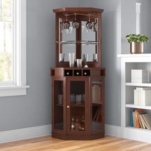 Mobile Porta Vini <span class=keywords><strong>in</strong></span> <span class=keywords><strong>Legno</strong></span> Massello Intagliato con Porta ad Arco <span class=keywords><strong>in</strong></span> Vetro, Stile Country Americano di Lusso per <span class=keywords><strong>Soggiorno</strong></span> di Villa - Product Image 1
