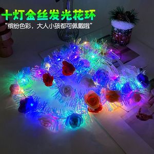 Serre-tête lumineux en forme de couronne, 10 lumières LED dorées avec fleurs, pour la décoration de fête d'anniversaire d'enfants - Product Image 5