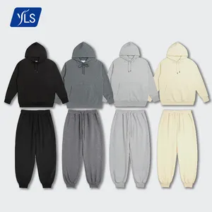 Yls Groothandel Streetwear Trainingspakken Oversize Custom Logo Losse Plain Casual Fleece Truien En Broek Herfst Hoodie Set Voor Mannen