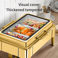 AIRUISI Chauffe-plats pour buffet en acier inoxydable de luxe Chauffe-plats électrique Équipement de restauration Finition dorée