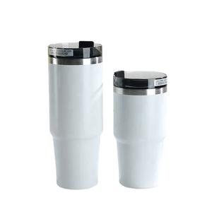 Vaso de acero inoxidable de 20 cm con aislamiento al vacío, taza de café de viaje con pajita y asa para uso en exteriores - Product Image 2