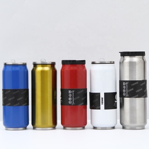 Bicchiere Termico in Acciaio Inox a Forma di Lattina di Cola Bottiglia d'Acqua in Metallo a Doppia Parete Isolata con Coperchio e Cannuccia - Product Image 3