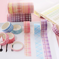 Ensemble de rubans adhésifs en papier washi à carreaux coréens, longueur 2m, papeterie créative, journaux de style quadrillé, autocollants faits à la main