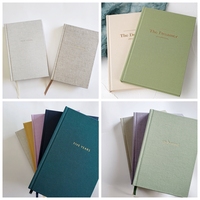 Journal personnalisé en lin A5 couverture rigide feuille d'or estampage de logo carnet d'agenda en tissu avec fil à coudre reliure