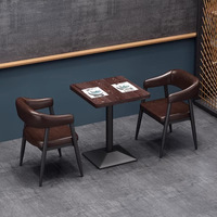 Conjunto de Asientos para Restaurante Comercial, Sofá de Cuero PU para Comedor, Mesa y Sillas con Estructura Metálica para Cafetería, Bistro, Bar