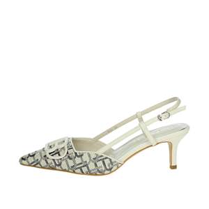 Laura Biagiotti Women's Slingback <b>Pumps</b> 8969 <b>Black</b> Beige Pointed Toe Heels - Product Image 1