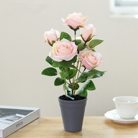 SAISON Haute Qualité Artificielle Rose Bonsaï pour La Décoration De La Maison Soie Rose Plantes avec En Plastique En Pot Artificielle Rose Fleur