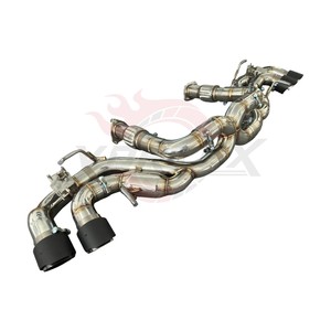 Système d'échappement Catback OEM en acier inoxydable Vortex avec soupapes pour Corvette C8 Stingray 6.2L avec système de croisement central en X et embouts quadruples foncés - Product Image 4