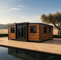 Maison conteneur préfabriquée extensible ZhuDuo, cabane moderne modulaire en bois, maison portable avec porte vitrée pour jardin et extérieur