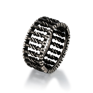 Gotik <span class=keywords><strong>Punk</strong></span> <span class=keywords><strong>Retro</strong></span> siyah adam yüzük kişiselleştirilmiş takı paslanmaz çelik yüzük adam için - Product Image 5
