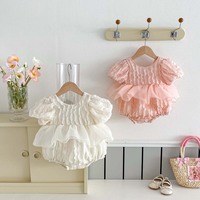 Été Nouveau Bébé Combinaison à manches courtes Dos nu Dentelle Fille Romper Sweet Baby Clothes
