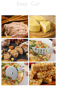 Mini Rotella Tagliapizza in Acciaio Inox e Set Coltello per Pane, Affettatrice in Metallo per Croste, Torte e Pane - Product Image 6