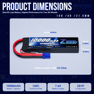 Zeee 2S batteria Lipo 10000mAh 7.4V 120C connettore EC5 custodia morbida RC batteria per fuoristrada camion auto da corsa modelli Hobby - Product Image 2
