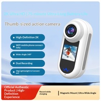 Kamera Aksi 2K Thumb Camera yang Dapat Dipasang di Dada dengan Layar 1.3+0.8" HD, Perekam Portabel dengan Stabilisasi Gambar, Kamera Sport Mini