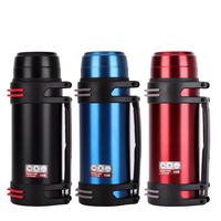 Bouteille isotherme de voyage en acier inoxydable à double paroi, grande capacité 2000 ml (2 L), avec poignée, pour garder au chaud