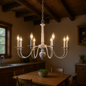 Lámpara de Techo Tradicional de Metal Blanco, 8 Luces, E27, LED, Estilo Rústico, para Interiores - Product Image 2