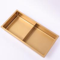 Niche de douche encastrée en acier inoxydable 304 sur mesure, luxe moderne, or avec éclairage LED, adaptée à la maison et aux hôtels