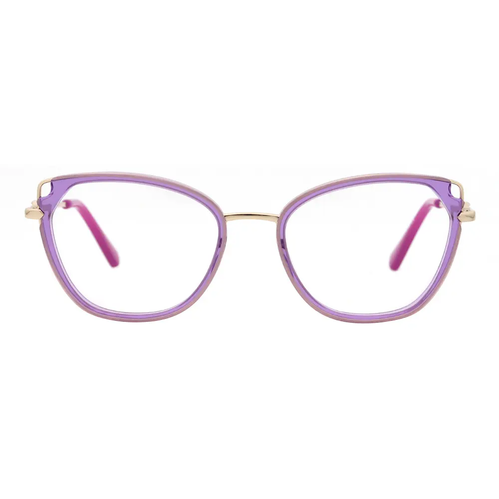 VIFF MB1034 Cat Eye Metal Acetate Frames Vintage Thin Eye Glasses High Quality Optical Stainless Frame 2022