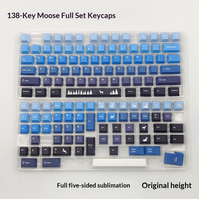 138-Key Gradient Color Full Five-Sided PBT Thermal Sublimation Keycaps Autumn Winter Snow Custom Keycaps