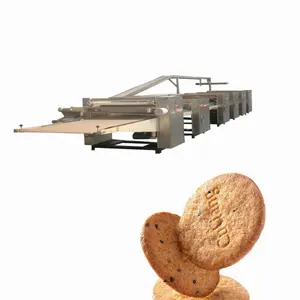 Kleine Wafer Soda Koekjesoven Korte Brood Roterende Moulder Oven Ontbijt Biscuit Productielijn Machine