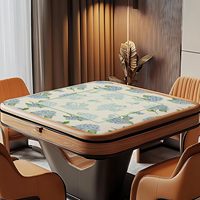 Alas Mahjong Anti Selip Bermotif Bunga untuk Meja, Taplak Meja Katun Tebal untuk Permainan Kartu Poker, Domino, dan Permainan Ubin, Desain Hydrangea Biru