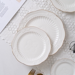 <span class=keywords><strong>Assiette</strong></span> de présentation en céramique gaufrée Plats creux Steak Pâtes Dessert Salade de fruits Sushi Plateau de service <span class=keywords><strong>Assiette</strong></span> latérale Vaisselle de restaurant - Product Image 4