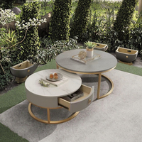 Ensemble de Tables Basses Modernes en Métal Argenté de Luxe, Meuble de Salon avec Finition Miroir Luxueuse pour Usage Domestique