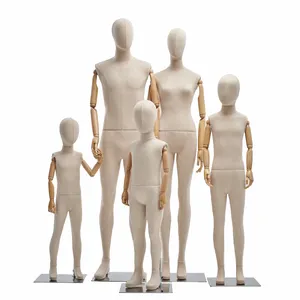 Ouder-Kind Kledingwinkel Kinderen Full Body Gewikkelde Doek Etalages Rekwisieten Houten Knokkel Hand Mannequins Vrouwelijke Man