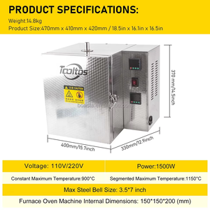 2-en-1 Control de temperatura Burnout horno molde yeso molde cera Burnout horno máquina - Product Image 3