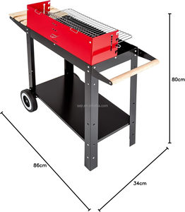 شواية باربيكيو مربعة باللون الأحمر من SEJR شواية باربيكيو متنقلة مع عربة للأماكن المفتوحة - Product Image 3