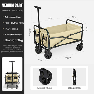 Carro <span class=keywords><strong>da</strong></span> campeggio facile <span class=keywords><strong>da</strong></span> portare con ruote a ruota larga a mano con ruote girevoli a 360 gradi - Product Image 2