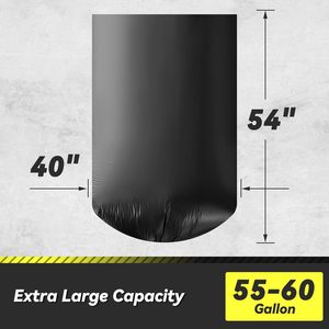 ถุงขยะขนาด 55-60 แกลลอน 100 ใบ แบบหนา สีดำ สำหรับใช้ในเชิงพาณิชย์และในบ้าน - Product Image 2