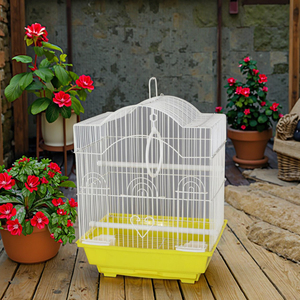 Cage à oiseaux antique Aier de haute qualité, bleu et blanc, écologique, facile à assembler, 30x23x39cm, motif animal en fer, plateaux en plastique - Product Image 3