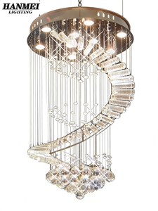 Lámpara Colgante de Estilo Europeo para Escaleras de Villa, Doble Altura, para Sala de Estar, Cristal en Espiral, Romántica, Decorativa, para Restaurante, Mediana/Larga - Product Image 6