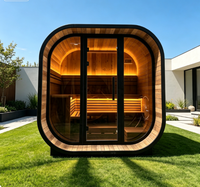 Sauna traditionnel en épicéa carbonisé pour extérieur, sauna en forme de cube incurvé, sauna sec pour jardin, expédition rapide depuis les États-Unis