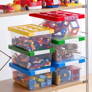 SHIMOYAMA黄色Colour盖子塑料儿童玩具储物箱收纳箱
