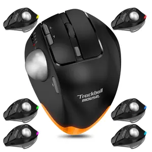 New F33 Adjustable Angle Ergonomic 2.4G BT 4800DPI Programable Rechargeable RGB Optical Low Latency Wireless 3D Trackball Mouse