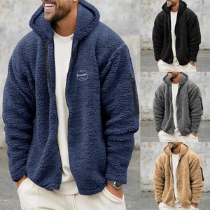 2023 vendita calda Logo personalizzato tinta unita con <span class=keywords><strong>cappuccio</strong></span> <span class=keywords><strong>felpa</strong></span> da uomo in maglia di lana con Zip in <span class=keywords><strong>pelliccia</strong></span> <span class=keywords><strong>felpa</strong></span> con <span class=keywords><strong>cappuccio</strong></span> - Product Image 2