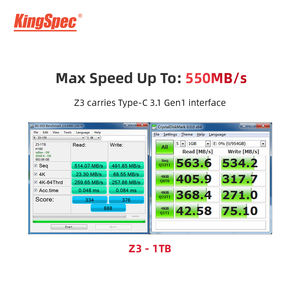 KingSpec نوع-c واجهة متوافق مع USB3.1 الجنرال USB <span class=keywords><strong>3</strong></span>.0 USB <span class=keywords><strong>2</strong></span>.0 64 GB 128 GB 256 GB 512G الخارجية المحمولة القرص الصلب SSD محرك - Product Image 5