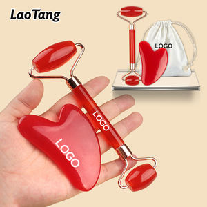 Rouleau de jade naturel avec logo personnalisé masseur facial anti-âge outil Gua Sha pour les soins des yeux du corps usage domestique commercial - Product Image 1