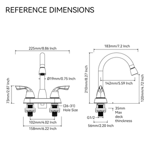 Смеситель для раковины с двумя ручками, <span class=keywords><strong>4</strong></span> дюйма - Product Image 4