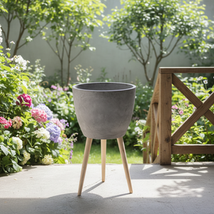 Jardinière <span class=keywords><strong>en</strong></span> céramique avec <span class=keywords><strong>support</strong></span> <span class=keywords><strong>en</strong></span> bois, cylindre de sol moderne, ligne de jardin, décoration de balcon, jardinière <span class=keywords><strong>en</strong></span> céramique - Product Image 2