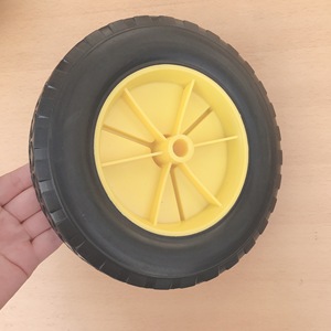 8 Inch Solid Rubber Caster Wheels Yellow Industrial <b>For</b> Handcart Luggage <b>Cart</b> 120kg Load Capacity Firm Tread - Product Image 2