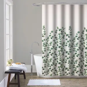 Vertical Leaf Green Leaves Shower Curtain For Bathroom