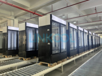 Réfrigérateur vitrine à 2 portes, porte en verre, refroidisseur vertical coulissant commercial avec auvent, refroidisseur de boissons
