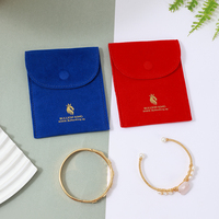 Pochette à bijoux Becan avec ouverture frontale incurvée, rouge et bleue, sac souple pour présentation de bracelets et colliers, et fournitures cadeaux en gros