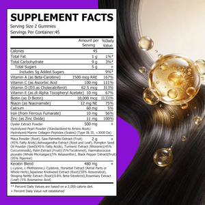 Gummies OEM en gros pour la croissance des cheveux : Soutien de la structure du collagène, production de kératine, nutrition des follicules capillaires - Product Image 2