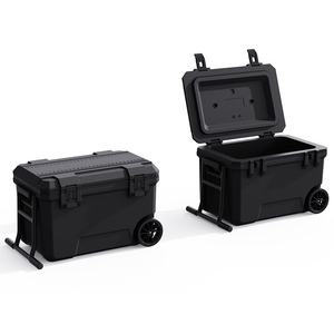 Glacière à roulettes OEM 50L, coque rigide, isolation en mousse PU, avec règle <span class=keywords><strong>de</strong></span> mesure <span class=keywords><strong>de</strong></span> poisson, loquets et drain, pour camping et pêche en extérieur - Product Image 2