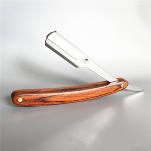 OEM Barber Manual <strong>Razor</strong> Classic Men Portable Folding Wood Handle Single Blade Shaving <strong>Razor</strong> <strong>Straight</strong> Edge <strong>Razor</strong> Knife Holder - Product Image 1