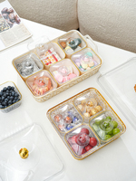 Plateau de rangement à 4 compartiments pour fruits, noix et collations, idéal pour les fêtes et mariages, avec couvercle en plastique
